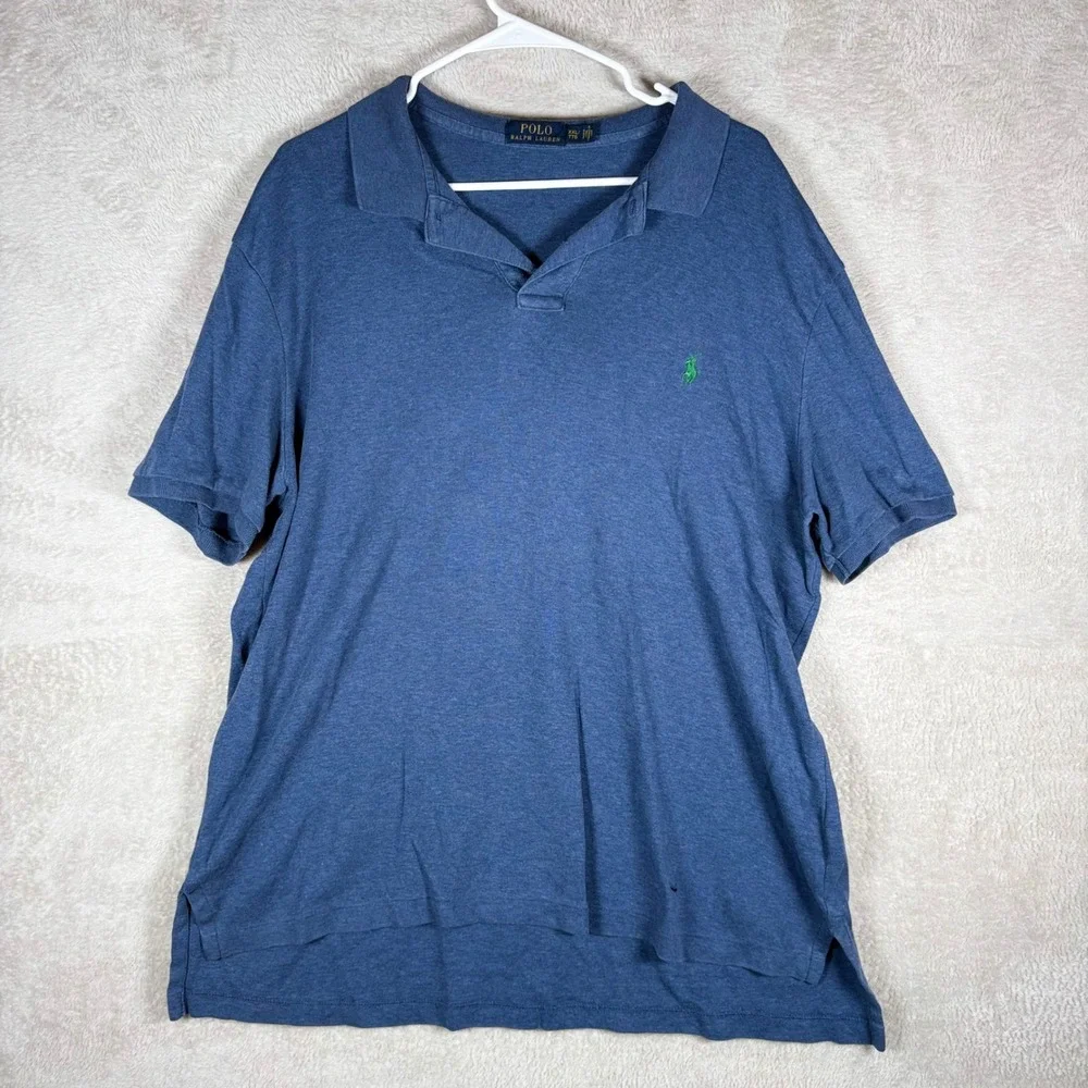 Polo Ralph Lauren Polo Shirt Mens XXL Cotton Blue‎ Short Sleeve Pony Logo FLAW